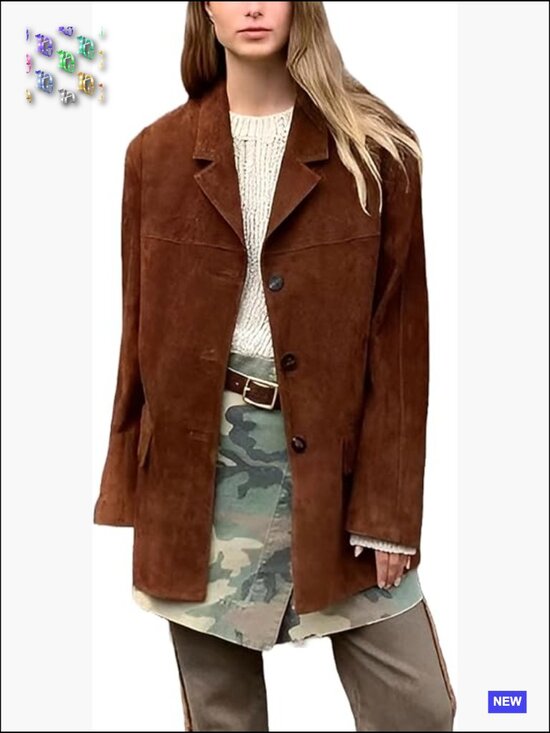 Jackets & Blazers - Oversized Suede Leather Blazer Jacket Modern Streetwear Chic Relaxed Fit